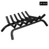 Gymax 24'' Iron Fireplace Log Grate 3/4'' Heavy Duty Solid Steel Firewood Burning Rack