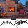 Gymax 24'' Iron Fireplace Log Grate 3/4'' Heavy Duty Solid Steel Firewood Burning Rack 12