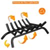Gymax 24'' Iron Fireplace Log Grate 3/4'' Heavy Duty Solid Steel Firewood Burning Rack 14