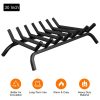 Gymax 30'' Iron Fireplace Log Grate 3/4'' Heavy Duty Solid Steel Firewood Burning Rack 15