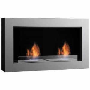 Gymax 38 Inch Wall Mounted Bio-Ethanol Fireplace Ventless Dual Burner Fireplace