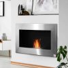 HOMCOM 35.5" Contemporary Wall Mounted Ventless Indoor Bio Ethanol Fireplace - Stainless Steel 9
