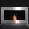 HOMCOM 35.5" Contemporary Wall Mounted Ventless Indoor Bio Ethanol Fireplace - Stainless Steel 10