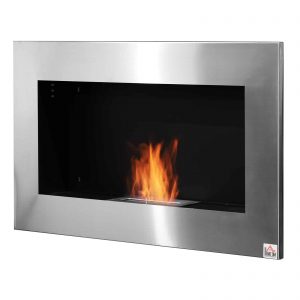 HOMCOM 35.5" Contemporary Wall Mounted Ventless Indoor Bio Ethanol Fireplace - Stainless Steel