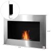HOMCOM 35.5" Contemporary Wall Mounted Ventless Indoor Bio Ethanol Fireplace - Stainless Steel 14
