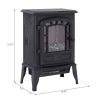 HOMCOM Freestanding 1500W Steel Electric Fireplace Stove Space Heater Infrared LED, 9.5" W, Black 11