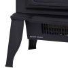 HOMCOM Freestanding 1500W Steel Electric Fireplace Stove Space Heater Infrared LED, 9.5" W, Black 14