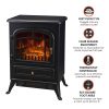 HOMCOM Freestanding Electric Fireplace Heater with Realistic Flames, 21" H, 1500W, Black 7