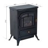 HOMCOM Freestanding Electric Fireplace Heater with Realistic Flames, 21" H, 1500W, Black 9