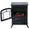 HOMCOM Freestanding Electric Fireplace Heater with Realistic Flames, 21" H, 1500W, Black 10