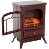 HOMCOM Freestanding Electric Fireplace Heater with Realistic Flames, 21" H, 1500W, Burnt Sienna 8