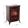 HOMCOM Freestanding Electric Fireplace Heater with Realistic Flames, 21" H, 1500W, Burnt Sienna 9