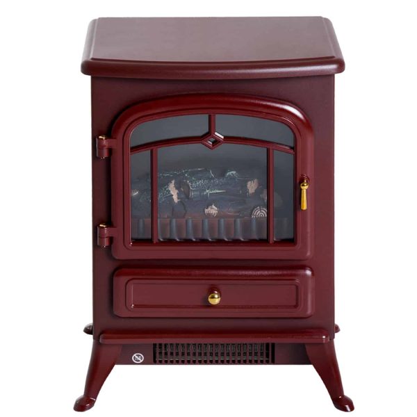 HOMCOM Freestanding Electric Fireplace Heater with Realistic Flames, 21" H, 1500W, Burnt Sienna 4