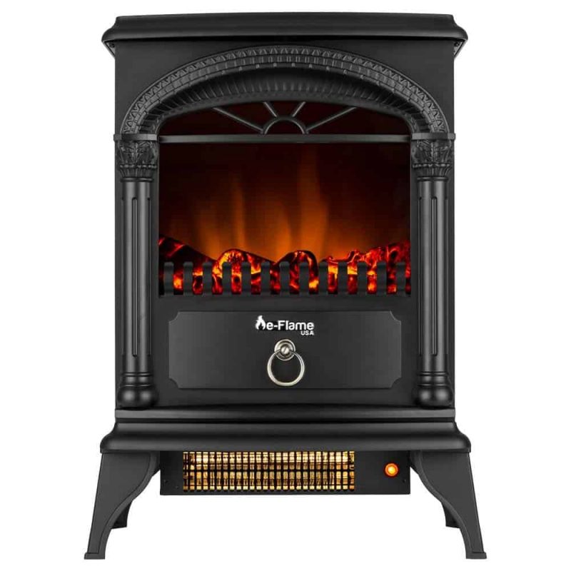 Hamilton Free Standing Electric Fireplace Stoveby e-Flame USA - Black