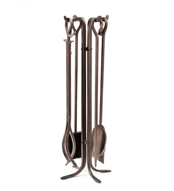 Hand-Forged Iron Fireplace Tools & Stand Set
