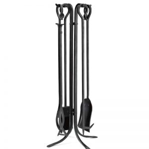 Hand-Forged Iron Tall Fireplace Tool Set