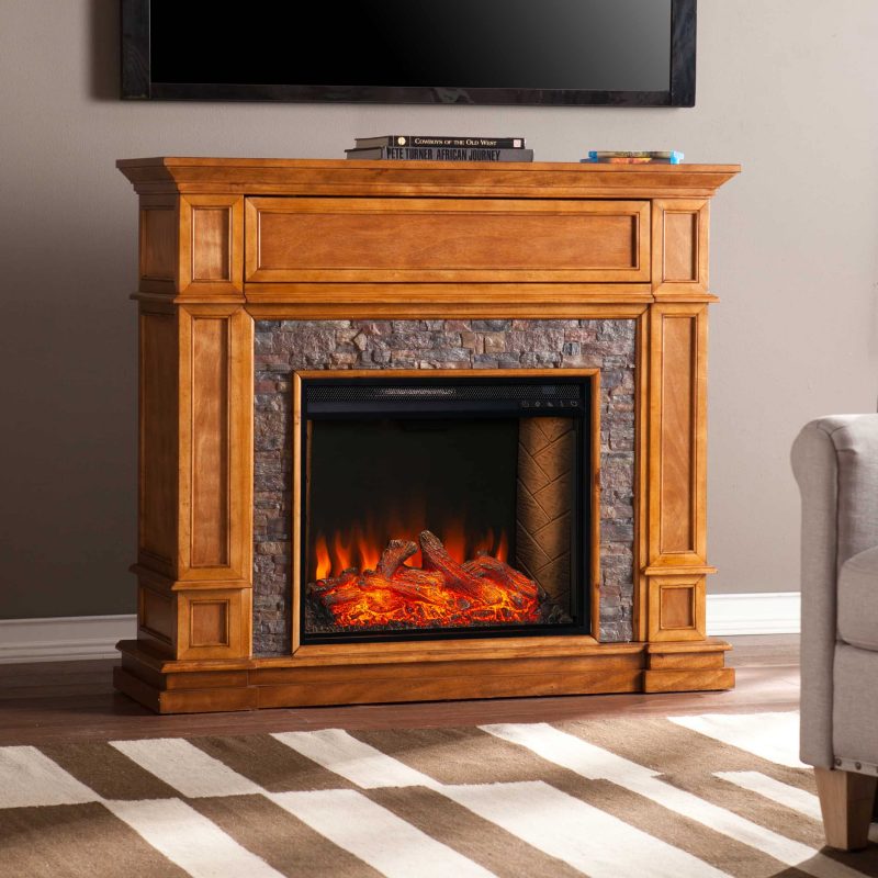 Harolinn Smart Media Fireplace w/ Faux Stone