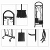 Hearth Tool Robust 5pc Steel Fire Place Tool set 4 Fireplace Accessories Black 4
