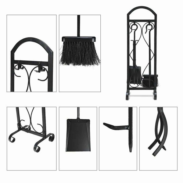 Hearth Tool Robust 5pc Steel Fire Place Tool set 4 Fireplace Accessories Black 1