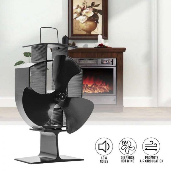 Heat Stove Fan for Wood Burners Multi Fuel Ovens Gauge 3-Blade Fireplace Powered