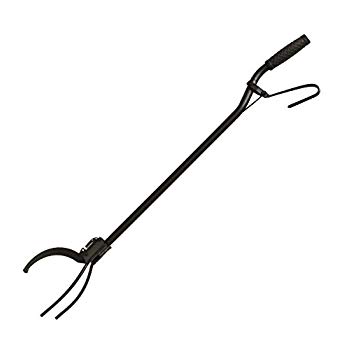 Heavy-Duty Log Grabber Fire Tongs Poker Tool with Spring Handle and 3 Prong
