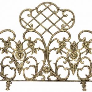 Highly Sculptured Single Panel Gold Aluminum Fireplace Screen