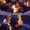 Human Skull Ceramic Wood Large Gas Fireplace Logs Logs for All Types of Gas Inserts, Ventless & Vent Free, P 9
