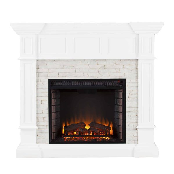 Ignatius Corner Convertible Electric Fireplace, White 1