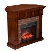 Ignatius Faux Stone Corner Infrared Fireplace, Buckeye Oak 31