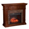 Ignatius Faux Stone Corner Infrared Fireplace, Buckeye Oak 33