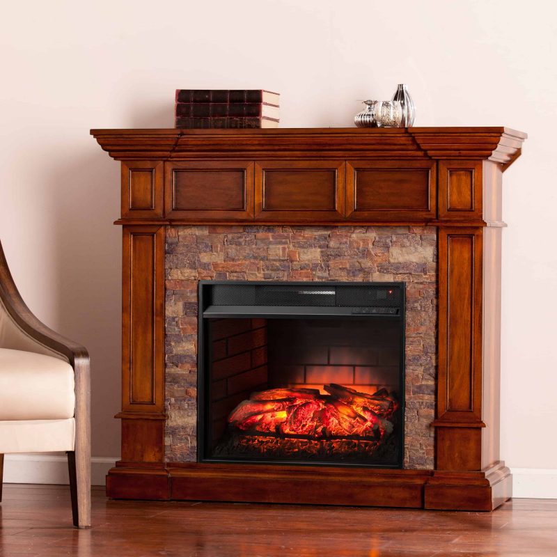 Ignatius Faux Stone Corner Infrared Fireplace