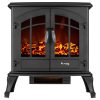 Jasper Free Standing Electric Fireplace Stove by e-Flame USA - Black 15