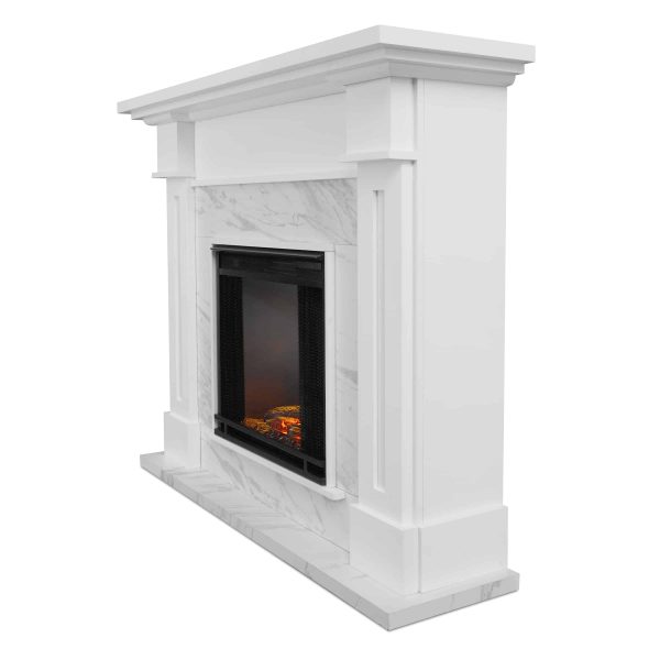 Kipling Electric Fireplace in White with Faux Marble by Real Flame 1