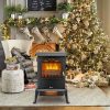 Ktaxon 1500W Small Electric Fireplace,Indoor Free Standing Stove Heater Fire Flame Stove Adjustable 7