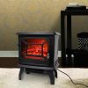 Ktaxon 17" Freestanding Black Portable Electric Fireplace Heater 3D Flames Firebox w/ Logs
