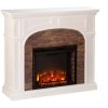 Lambert Electric Fireplace with Faux Stone, White 8