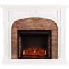 Lambert Electric Fireplace with Faux Stone, White 9