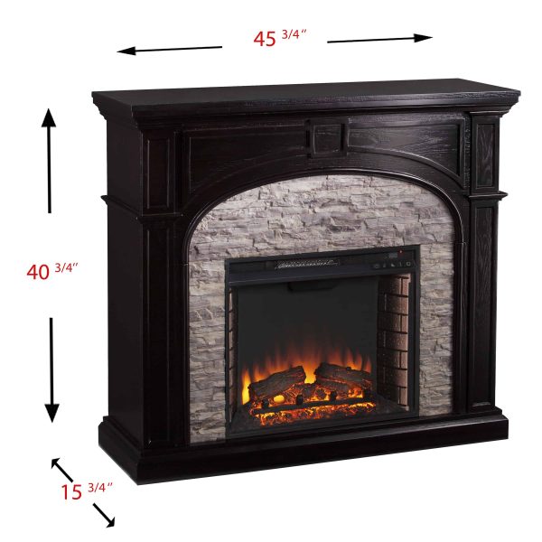 Lambert Infrared Fireplace with Faux Stone, Ebony 10