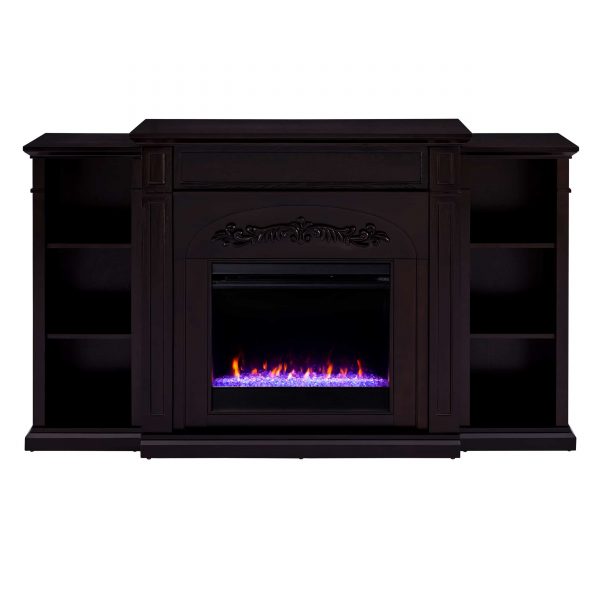 Landsmill Color Changing Fireplace w/ Bookcases 8