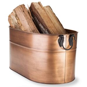 Large Copper Finished Firewood Bucket