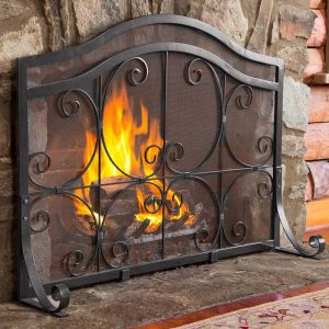 Large Crest Flat Guard Fireplace Screen