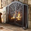 Large Tree of Life Fireplace Metal Fire Screen with Door 7