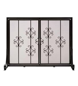 Large Vienna Scroll Fireplace Fire Screen with Two Doors