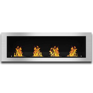 Lenox 54 Inch Ventless Built In Recessed Bio Ethanol Wall Mounted Fireplace