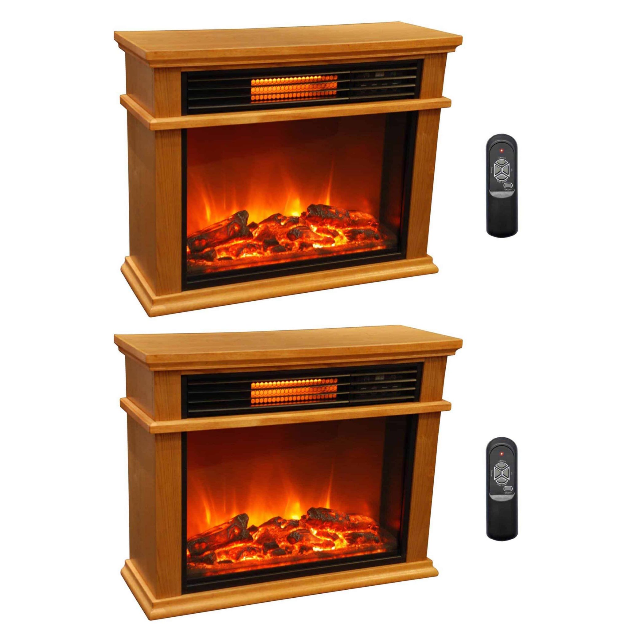 Lifesmart Lifepro 3 Element Portable Electric Infrared Fireplace Heaters Pair 5812