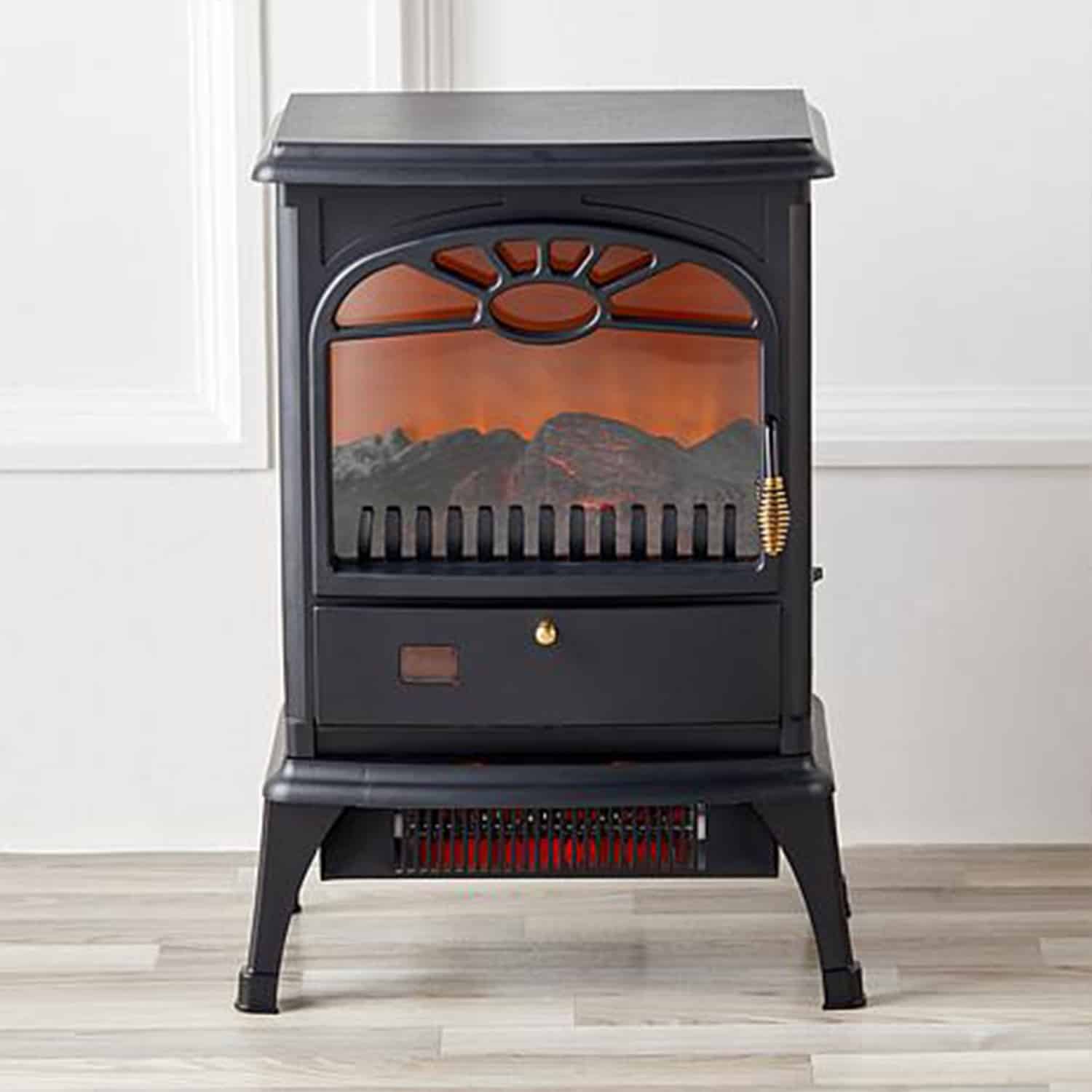 Lifesmart 3-Sided Dual Element Stove Fireplace with Flip Down Door and ...