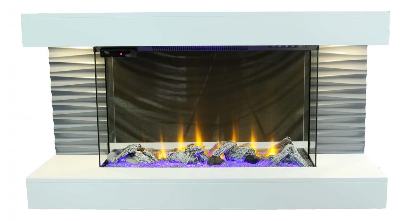 Lifesmart 44" Contemporary Wall Mounted Infrared Fireplace with Multi Color Ember Bed and Remote Control