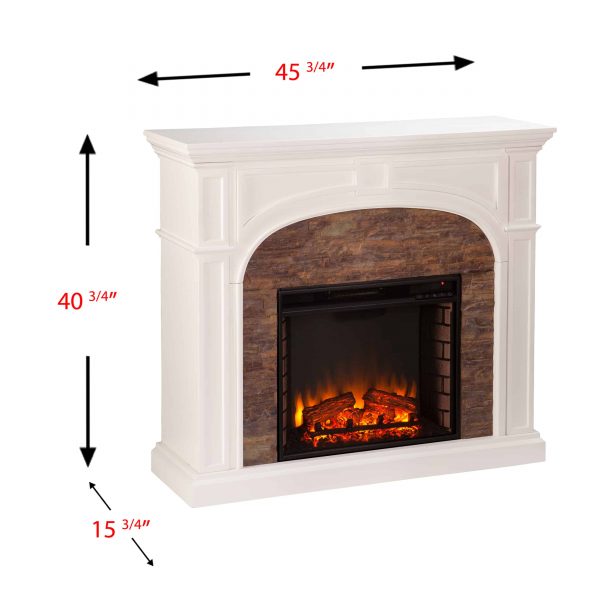 Logaic Electric Fireplace with Faux Stone, White 2