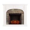 Logaic Electric Fireplace with Faux Stone, White 4