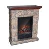 Luxen Home WHIF632 Poly Stone Cottage Free Standing Electric Fireplace Heater Mantel with Remote 3